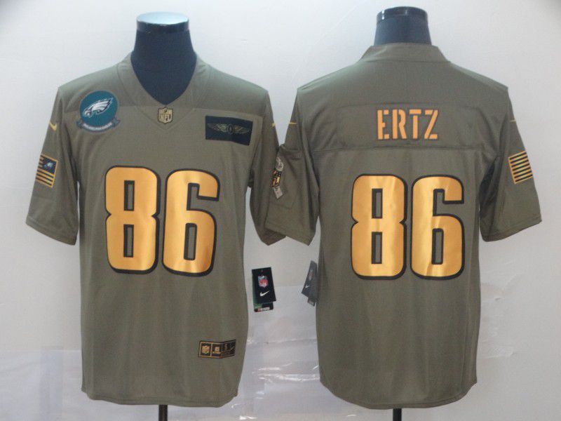 Men Philadelphia Eagles #86 Ertz Gold Nike Olive Salute To Service Limited NFL Jersey